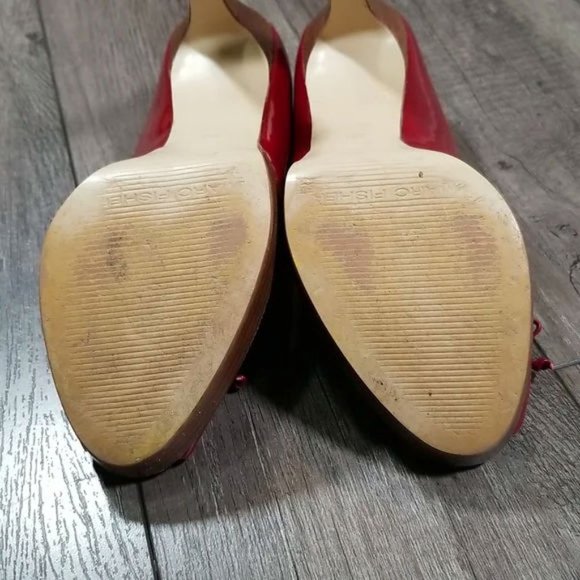 Marc Fisher Peep Toe Platform Pumps Size 8.5M Red Leather Uppers - Picture 6 of 8